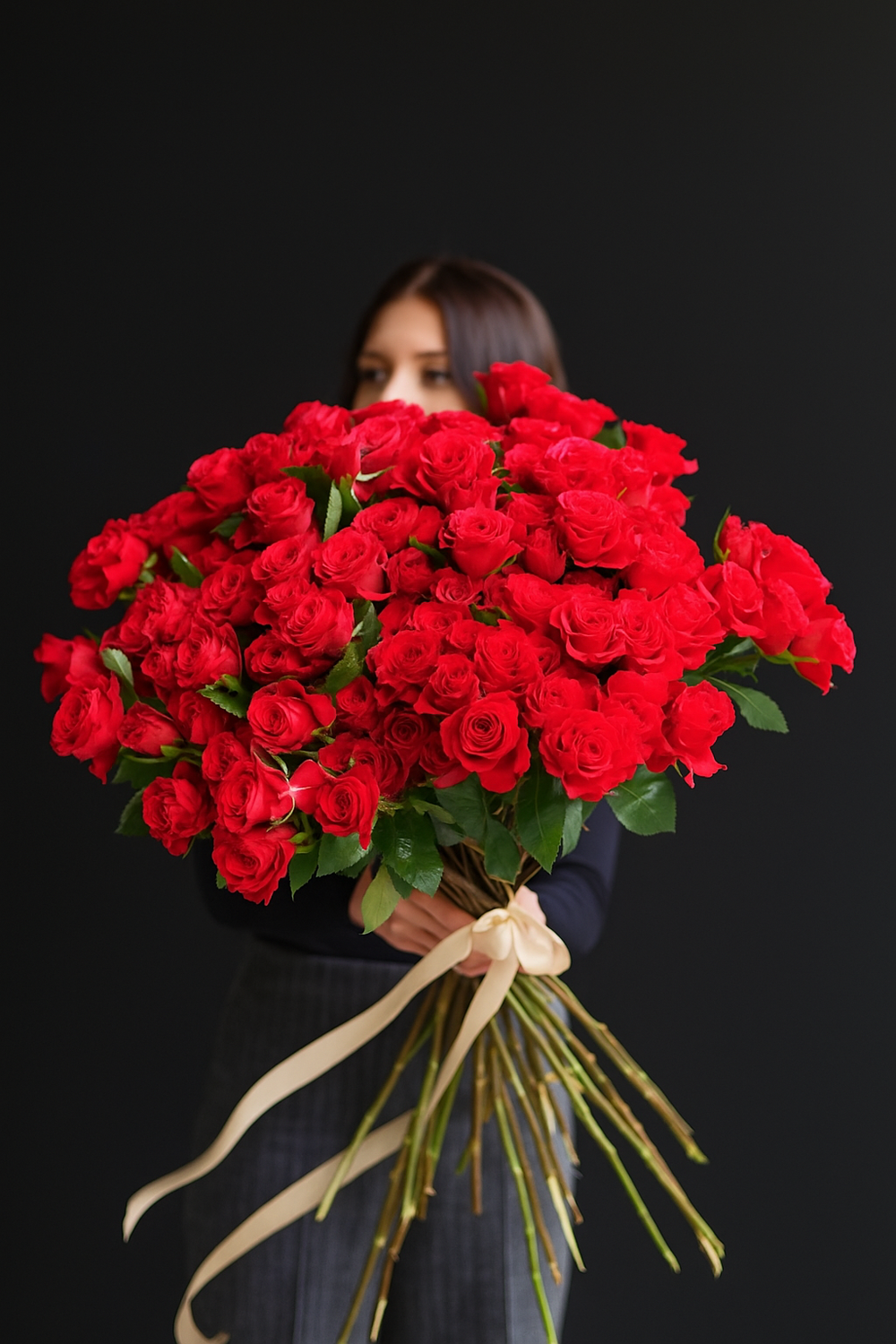 Malinové trsové dlouhé růže