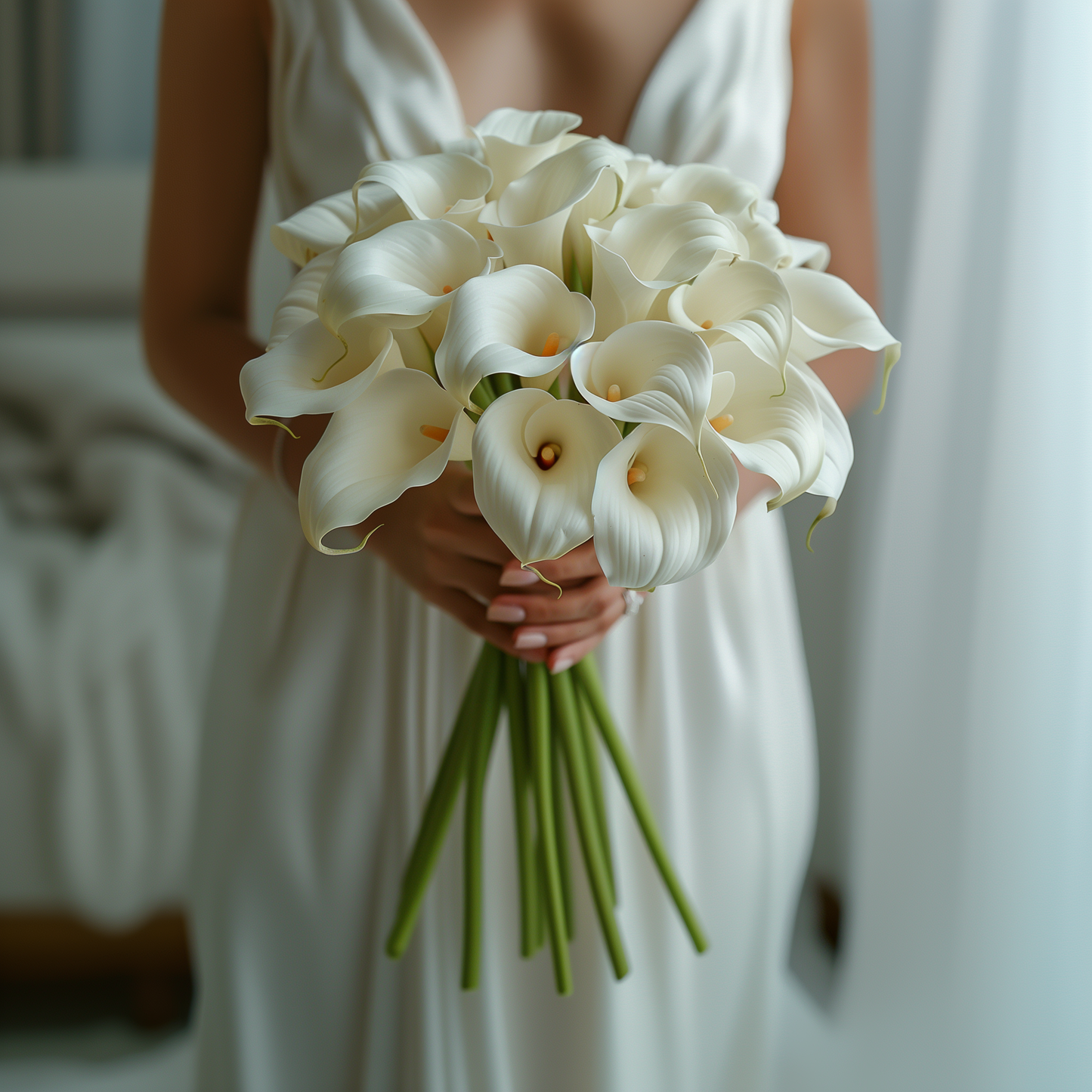 
                  
                    A wedding bouquet of white Calla lilies
                  
                